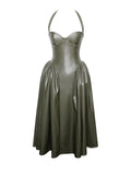 ELIANA OLIVE VEGAN LEATHER DRESS