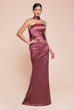 STRAPLESS SATIN DRESS & SASH