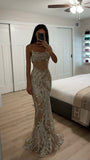 FULLY EMBELLISHED CRYSTAL NUDE GOWN