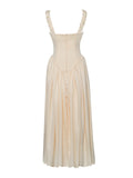 NOREEN EGG WHITE SATIN CORSET MAXI DRESS