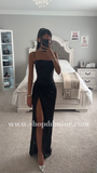 SATIN FITTED KNOT SIDE SLIT GOWN