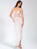 CANDICE CHAMPAGNE CRYSTAL EMBELLISHED CORSET GOWN