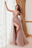 OPHELIA BEAD STRAP TULLE GOWN