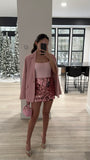 BABY PINK SEQUIN MINI SKIRT