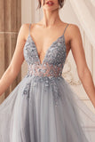 OPHELIA BEAD STRAP TULLE GOWN