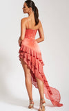 ZAIRA CORAL LACE SATIN CORSET DRESS