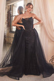 STRAPLESS GLITTER REMOVABLE TULLE GOWN