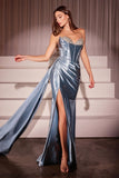 MICRO CRYSTAL STRAPLESS SATIN GOWN