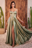 A LINE SATIN BUSTIER MAXI DRESS