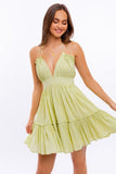 HALTER BABYDOLL TIERED MINI DRESS