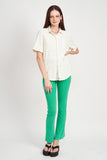 HIGH WAIST RIB FLARED PANTS