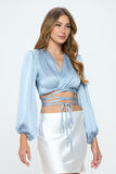 SILKY SATIN WRAP CROP TOP