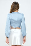 SILKY SATIN WRAP CROP TOP