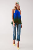 OMBRE HIGH NECK PLEATED TOP