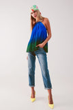 OMBRE HIGH NECK PLEATED TOP