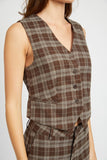 PLAID BUTTON UP VEST