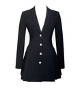 RIA BLACK BLAZER PLEATED DETAIL MINI DRESS