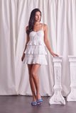 TIERED LACE MINI DRESS