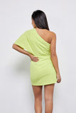 ONE SHOULDER WRAP MINI DRESS