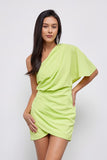 ONE SHOULDER WRAP MINI DRESS