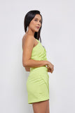 ONE SHOULDER WRAP MINI DRESS