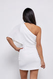 ONE SHOULDER WRAP MINI DRESS