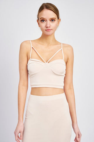 LATICCE FRONT CROPPED CAMI TOP