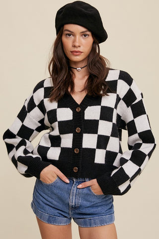 GINGHAM CARDIGAN TOP