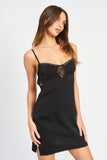 LACE CONTRASTED MINI SLIP DRESS