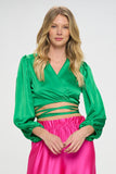 SILKY SATIN WRAP CROP TOP