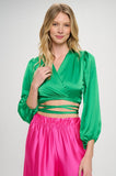 SILKY SATIN WRAP CROP TOP