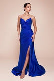 STRAPLESS STRETCH SATIN FITTED GOWN