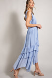 V NECK RUFFLE MAXI DRESS