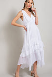 V NECK RUFFLE MAXI DRESS