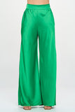 PANTALON EN SATIN STRETCH AVEC POCHES À LA TAILLE ÉLASTIQUE