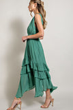 V NECK RUFFLE MAXI DRESS