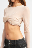 CREW NECK RUCHED BUST CROP TOP