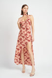 FLORAL ASYMMETRICAL MAXI DRESS