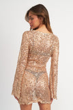 BELL SLEEVE SEQUINS MINI DRESS