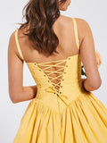 KADI YELLOW COTTON CORSET MINI DRESS