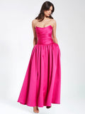 WALTERINA FUCHSIA SATIN STRAPLESS CORSET GOWN