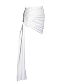 YAMINA WHITE RUCHED DRAPPING MINI SKIRT