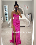 FUCHSIA FITTED MESH CORSET GOWN