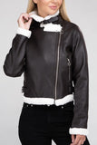 PLUSH TEDDY PU LEATHER JACKET