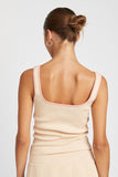 RIBBED TANK TOP WITH CONTRASTED SEAM