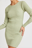 RIBBED LONG SLEEVE MINI DRESS