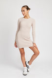 RIBBED LONG SLEEVE MINI DRESS