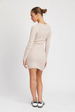 RIBBED LONG SLEEVE MINI DRESS