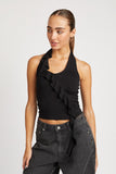 RUFFLED HALTER TOP