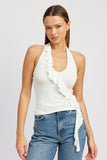 RUFFLED HALTER TOP